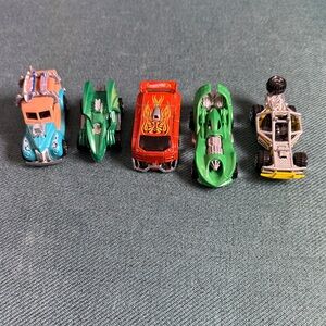 Set of 5 Hot Wheels Collectible Cars Roll Cage, Hyperliner, Green Dragon, Woodie